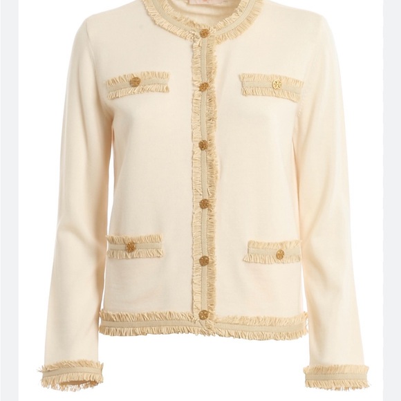 Tory Burch Kendra Marino Wool Cardigan NWOT Size Medium